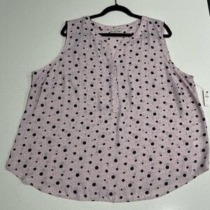 Talbots Pink and Black/Navy Polka Dot Blouse - New With Tag